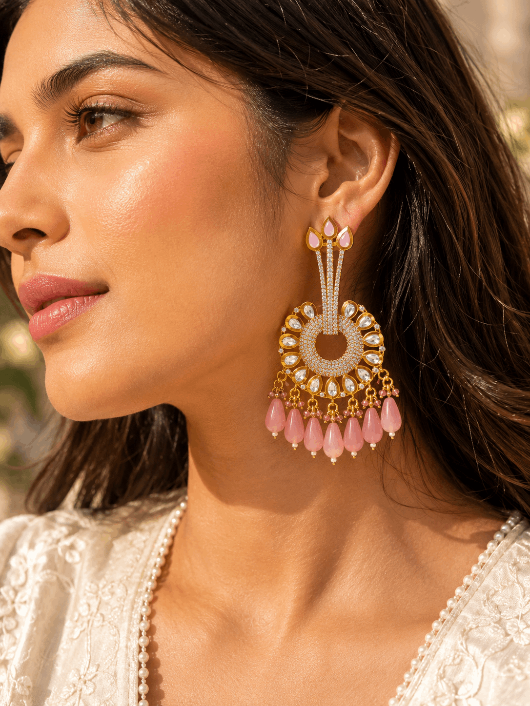 Kundan Pink Earrings