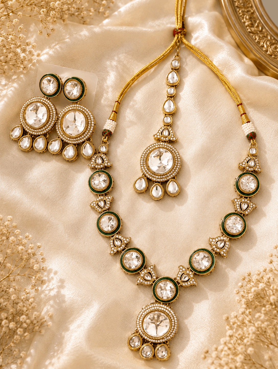 Sheesha kundan necklace set