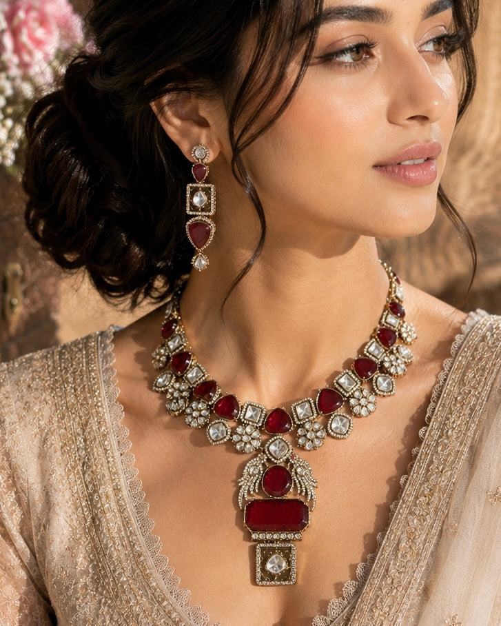 Moissanite style work Necklace Set