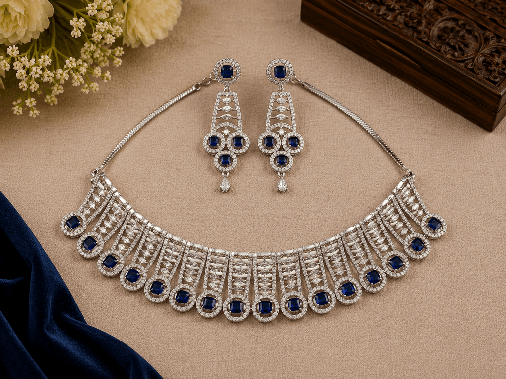 Minimal Small Multi Blue Stone & White Diamonds Set