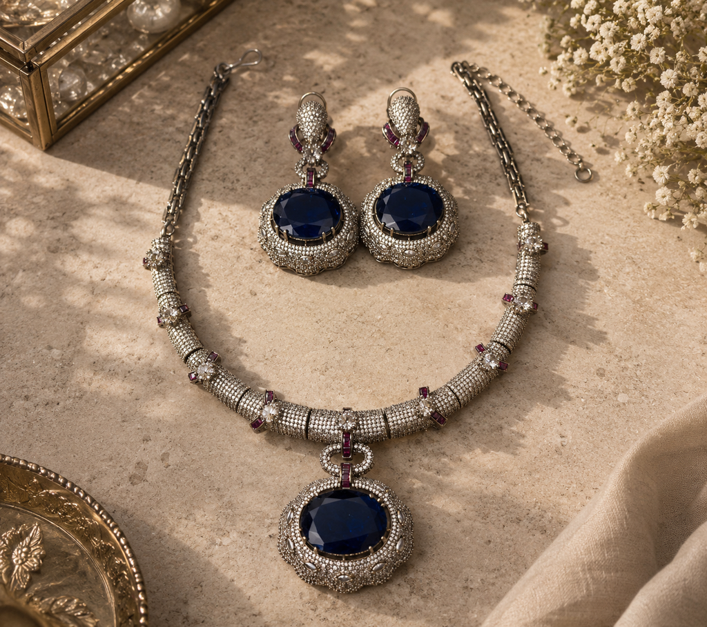 Minimal Big Blue Color Beauty Stone Set