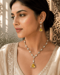 Topaz yellow stone necklace set