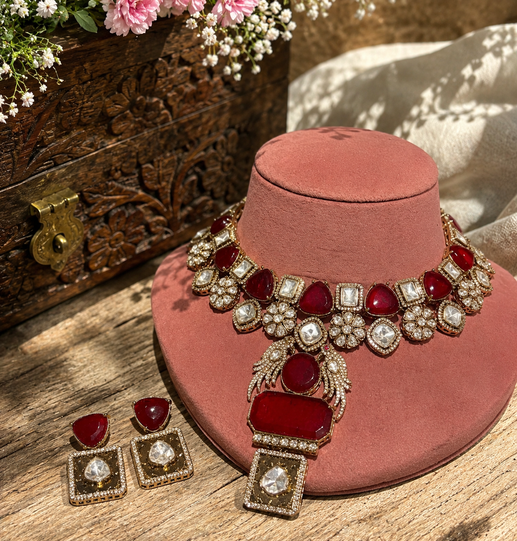 Moissanite style work Necklace Set