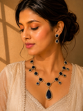 Beautiful Multi Blue Color Stones work long necklace set