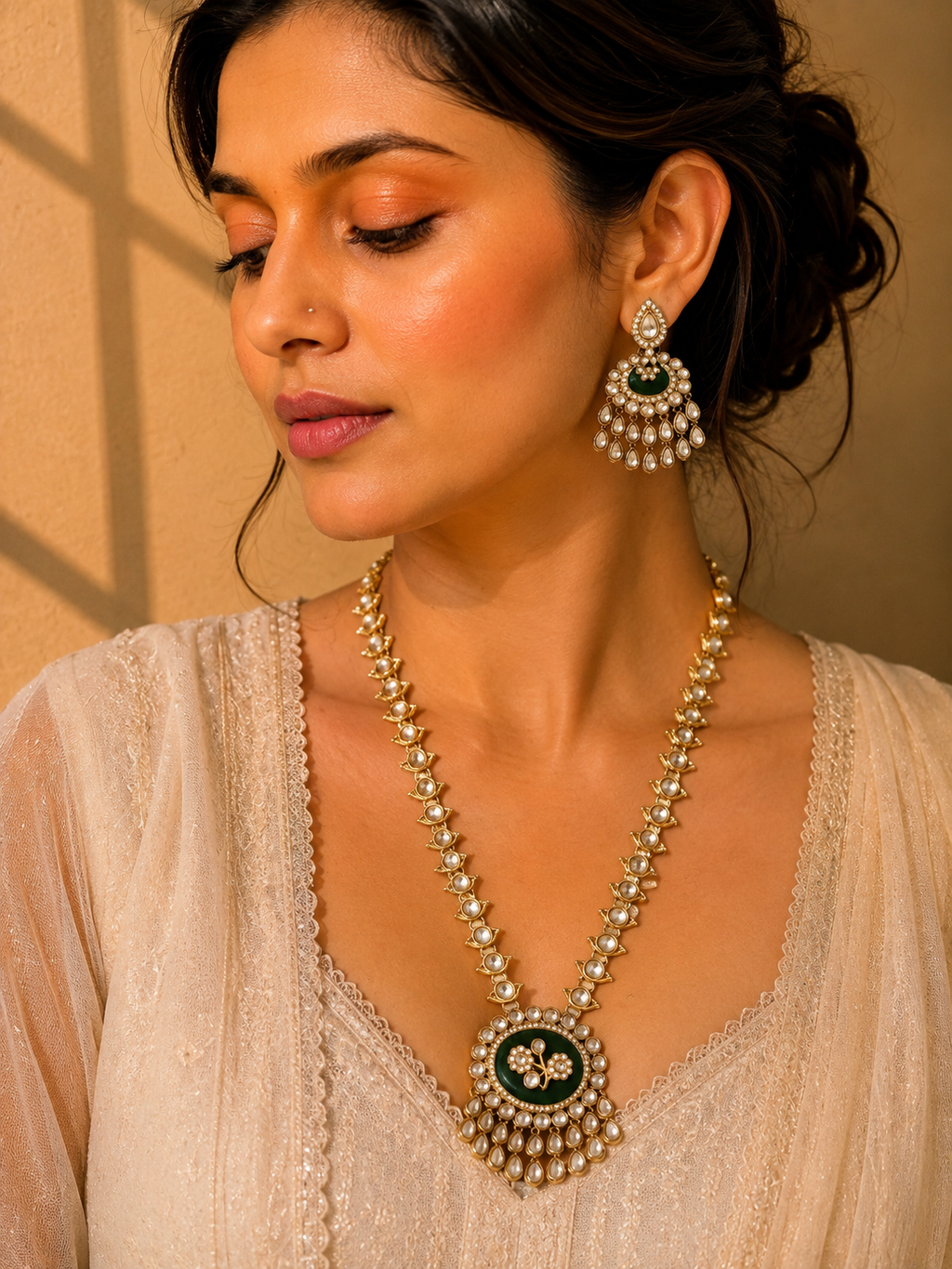 Beautiful Stones work long necklace set