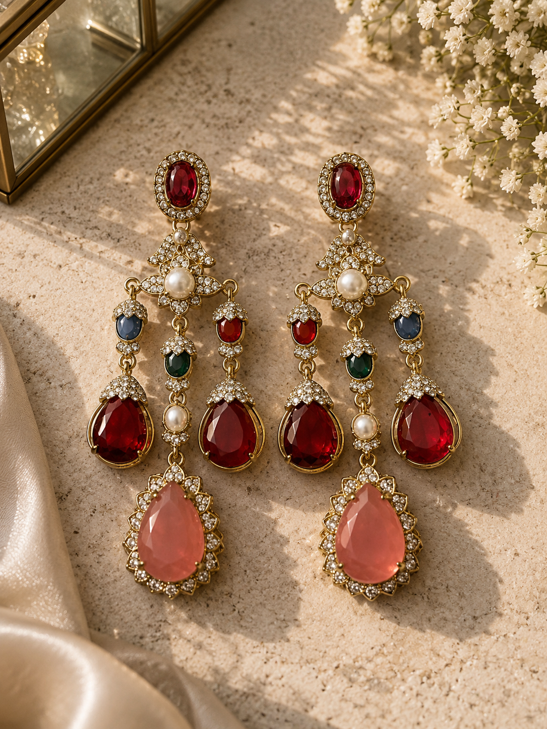 Beautiful Multi Colors stones pieces earrings
