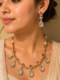 Beautiful Multi Big white Stone work long necklace set