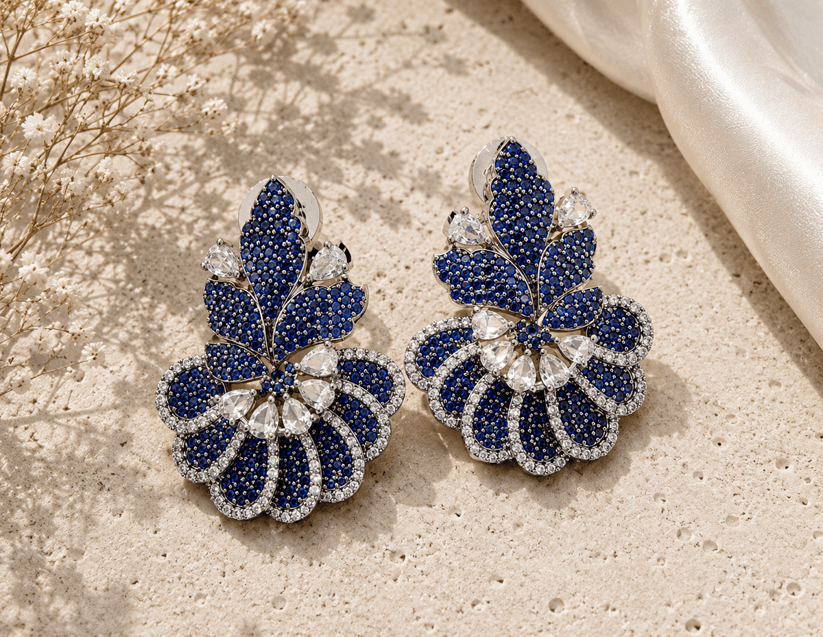 Perfect White & Blue Flower Style Earrings