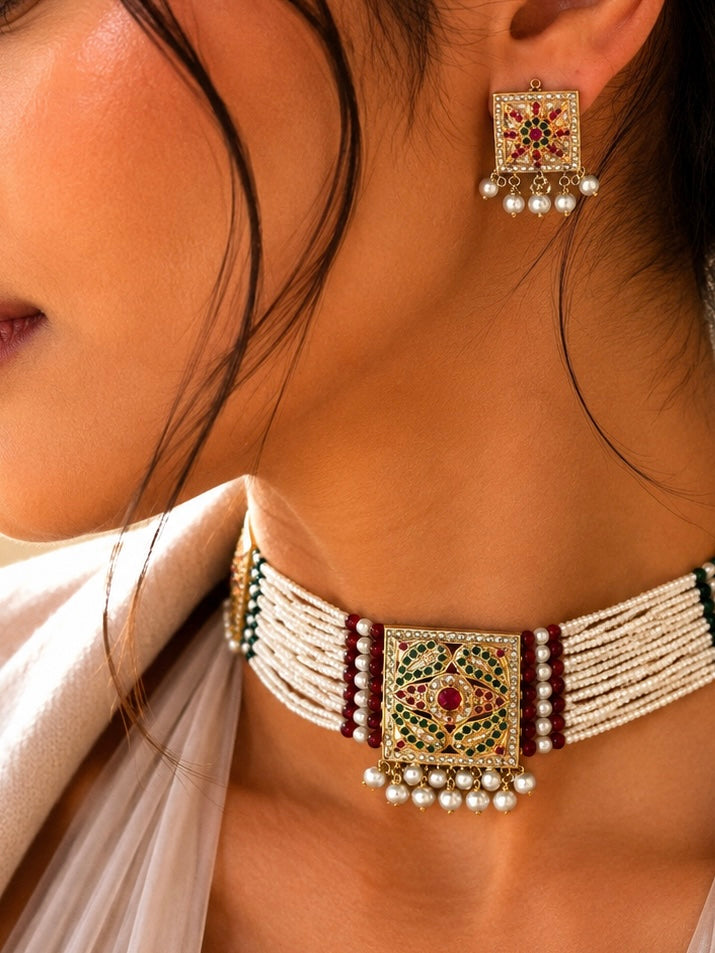 Minimal Multi Color Beautiful Stones & Pearls Set