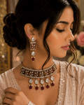 Kundan style deep red Necklace Set