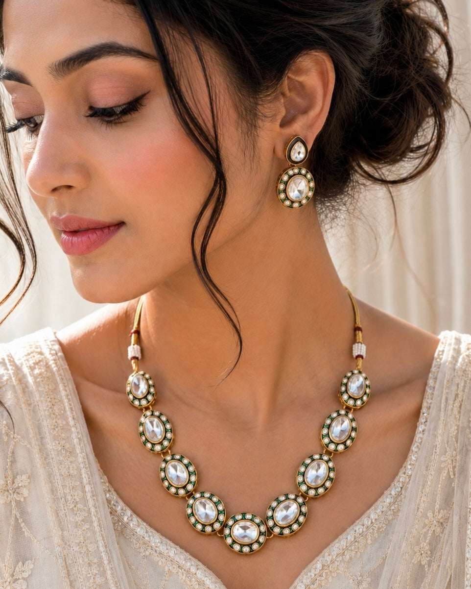 Kundan and Meena necklace set