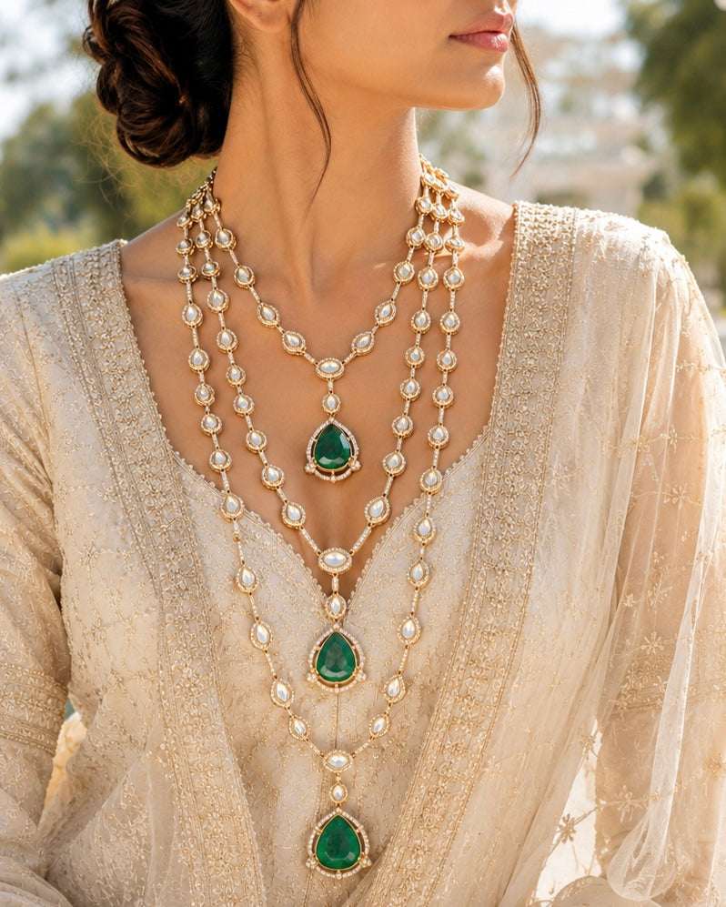 Statement triple layer Necklace Set