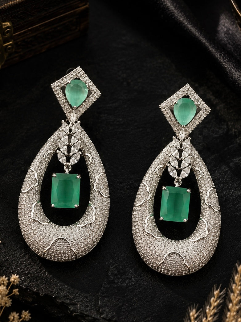Mint AD stone statement earrings