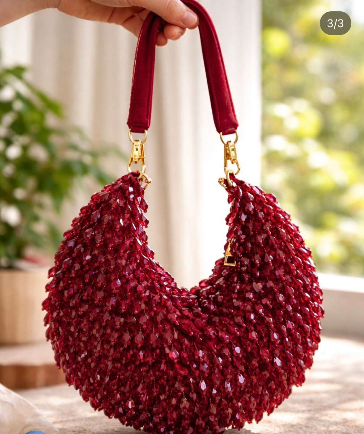 Red crystal worj Luxe Potli bag