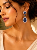 Minimal Big Blue Stones Earrings