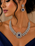 Minimal Small Blue Stone & American Diamond set