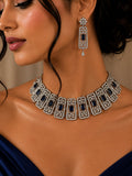 Minimal Small black Stone & American Diamond set