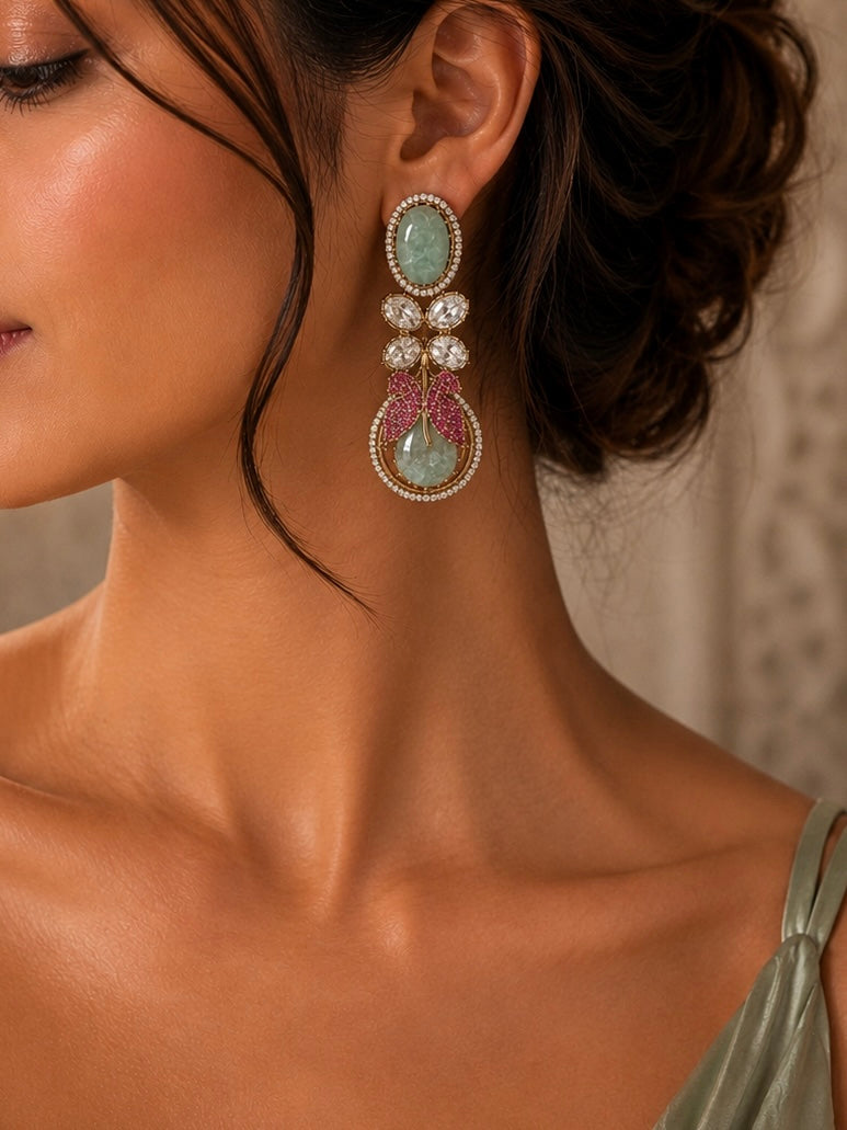Beautiful Multicolor stone piece earrings