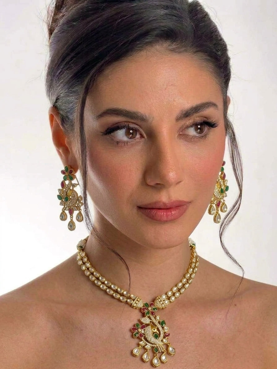 Stone work long necklace set