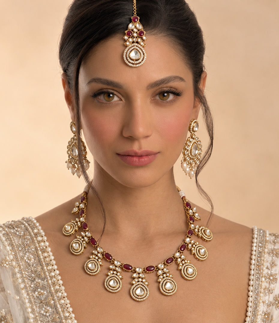 Elegant Multi kundan and ruby stones