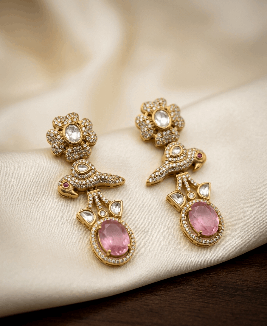 Rose pink Stone Earrings