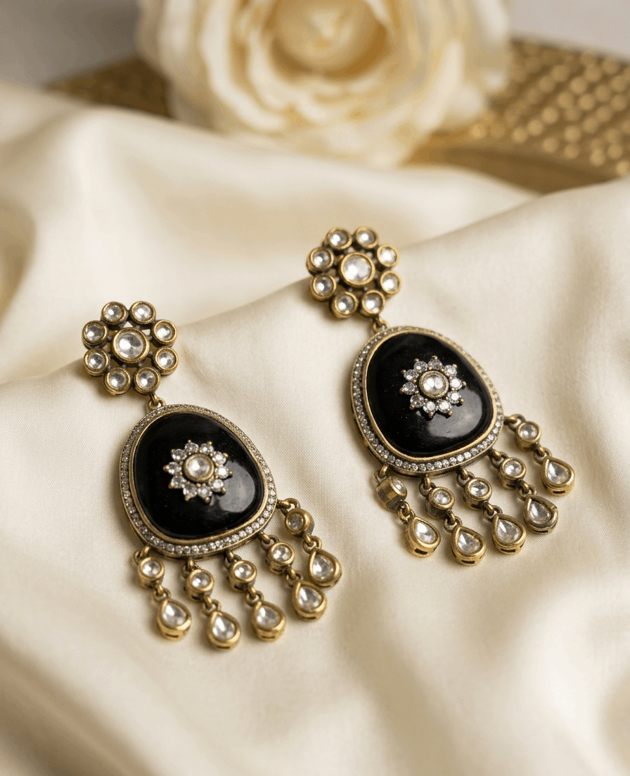 Black stone Earrings