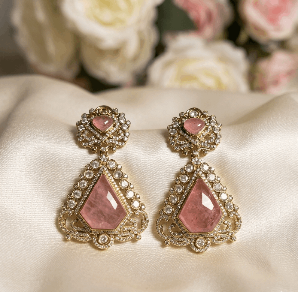 Rose quartz Pink Stones Earrings