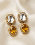 Topaz yellow colour Stone Earrings