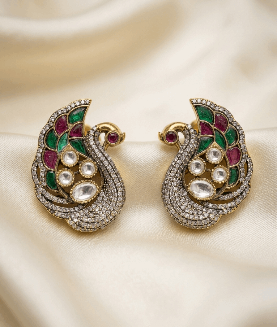 Multicolour Semi-Precious Stones Studs Earrings