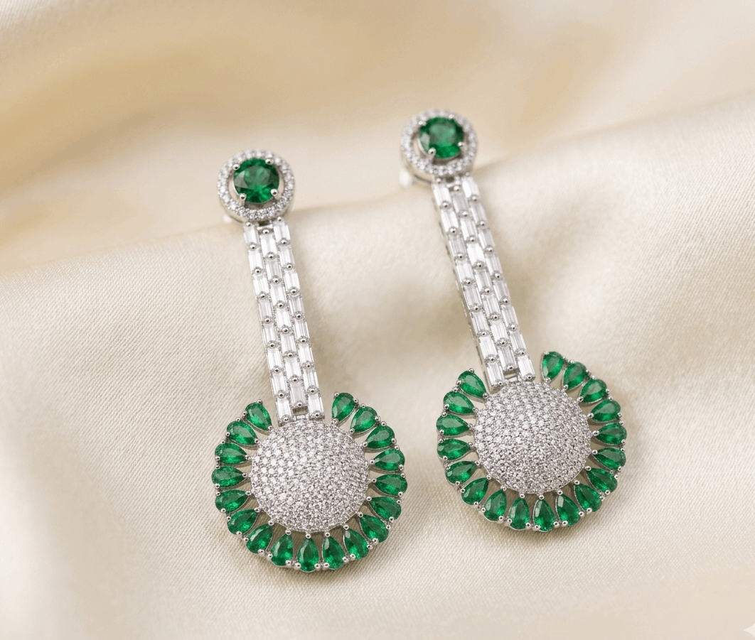 American diamond emerald Earrings
