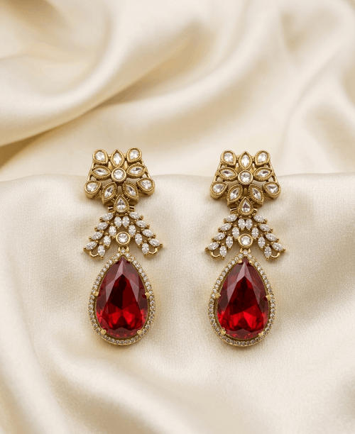 Deep red Luxe Stones Earrings