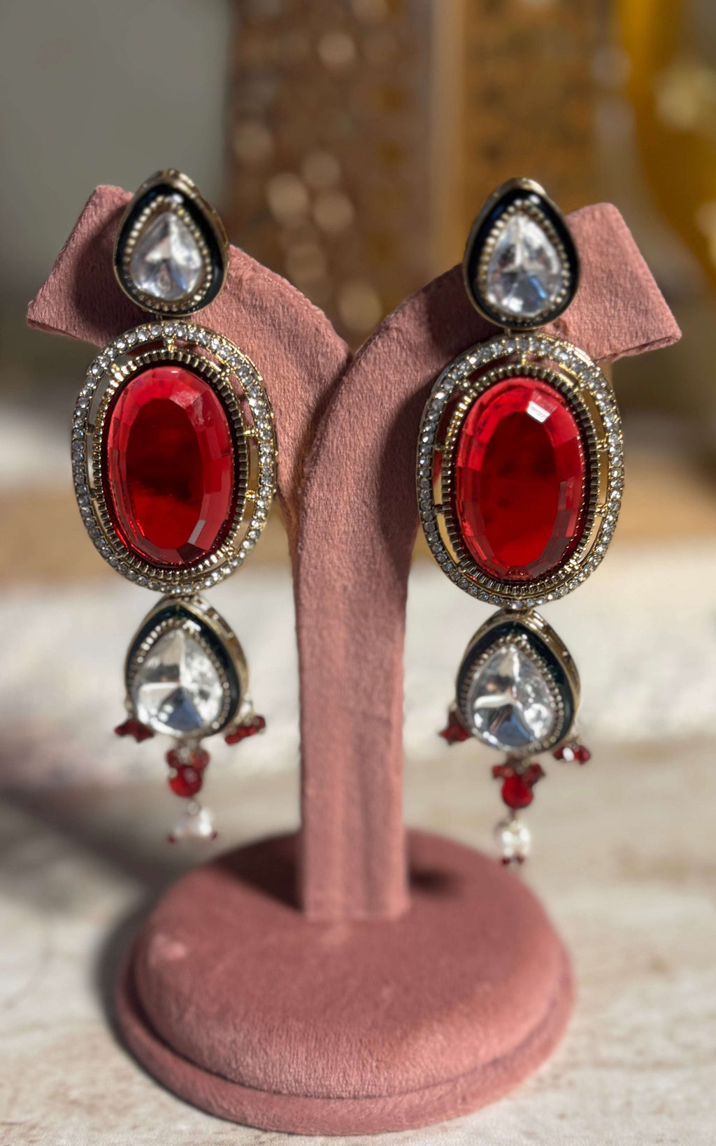 Kundan deep red Stone Necklace Set