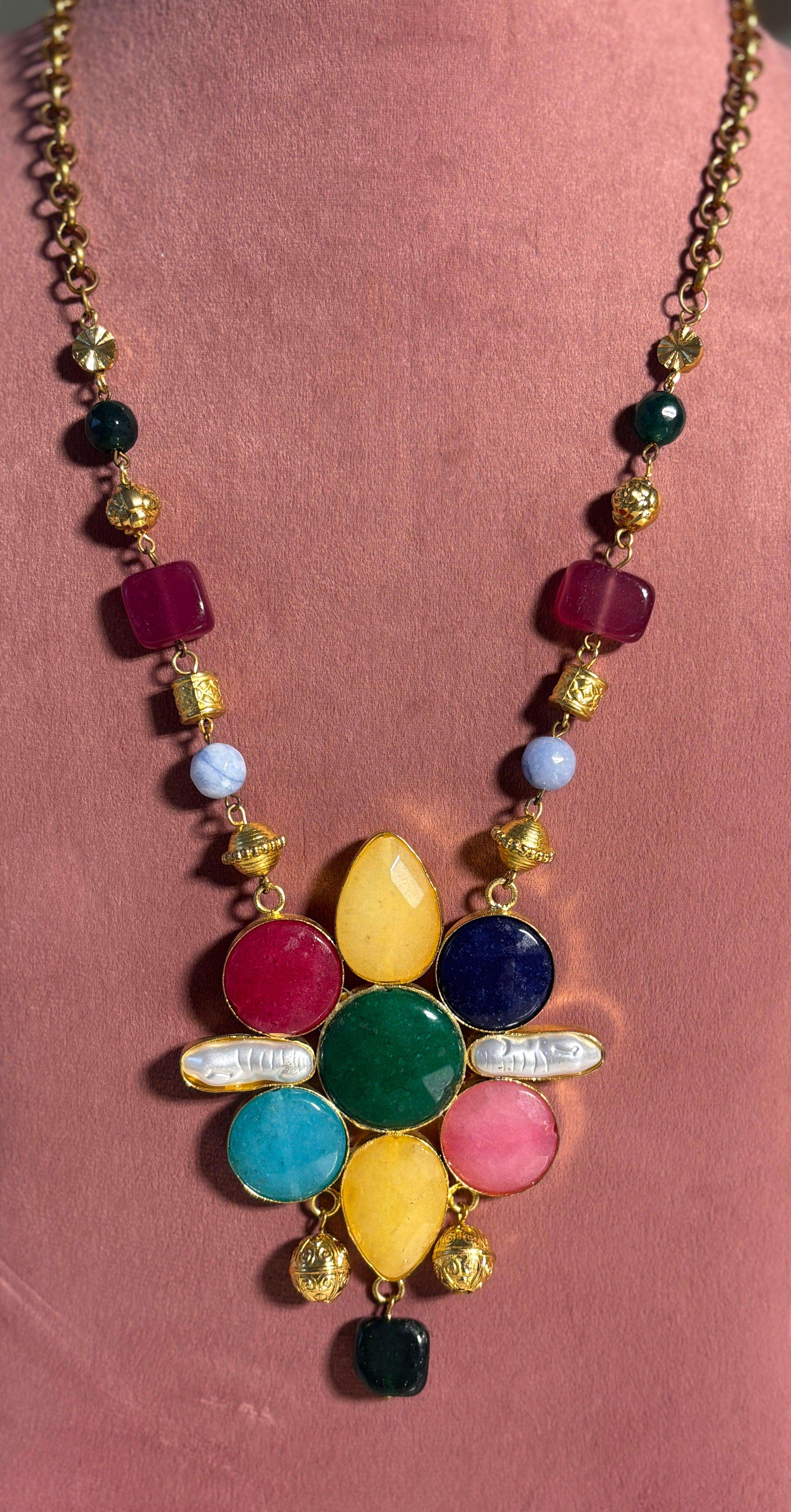 Fusion stone work Necklace Set