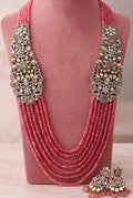 Deep pink long multilayered Necklace Set
