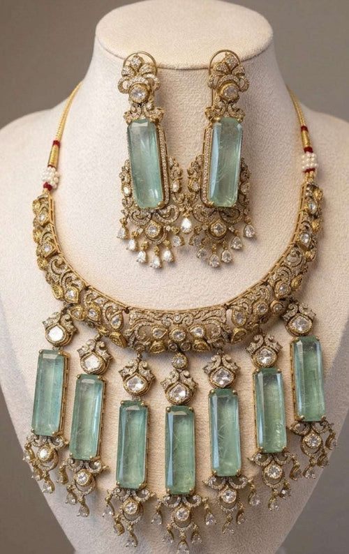 Aqua mint stones Necklace Set