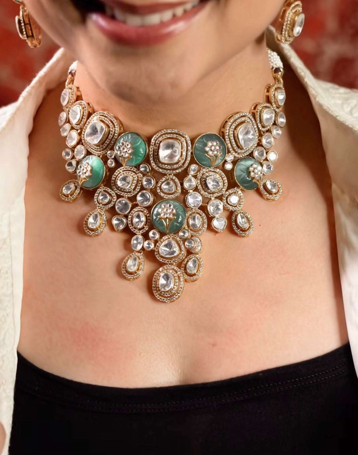 Moissanite studded Necklace Set