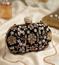 Black Hand Embroidered clutch bag