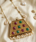 Mini brass bag with stones work