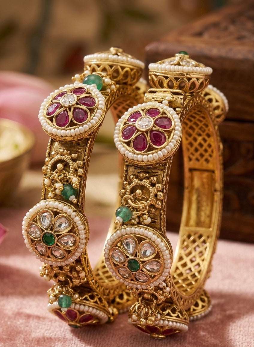 Stone work bangles pair