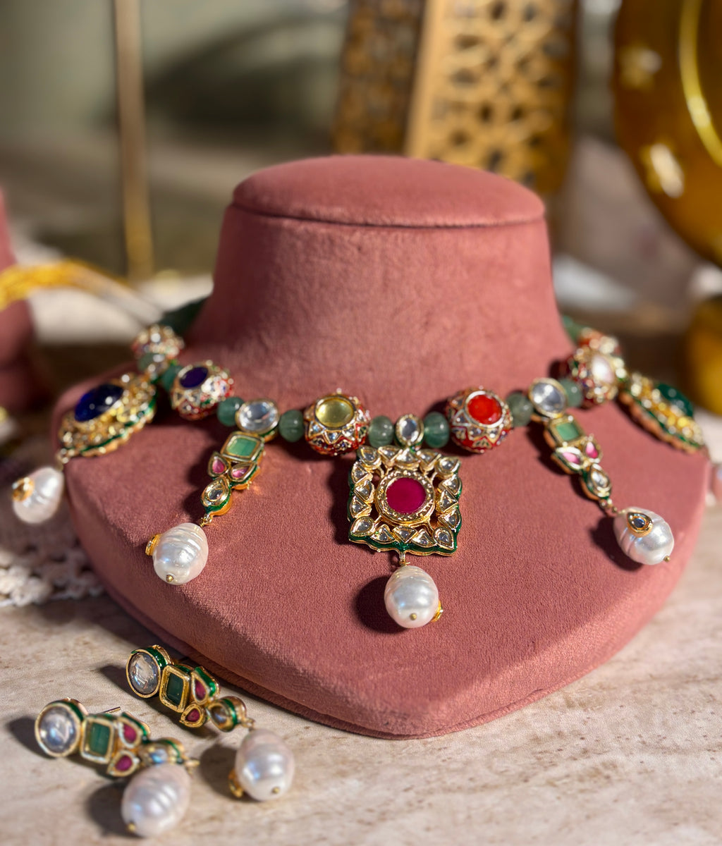 Antique Multi Color Stones Necklace Set