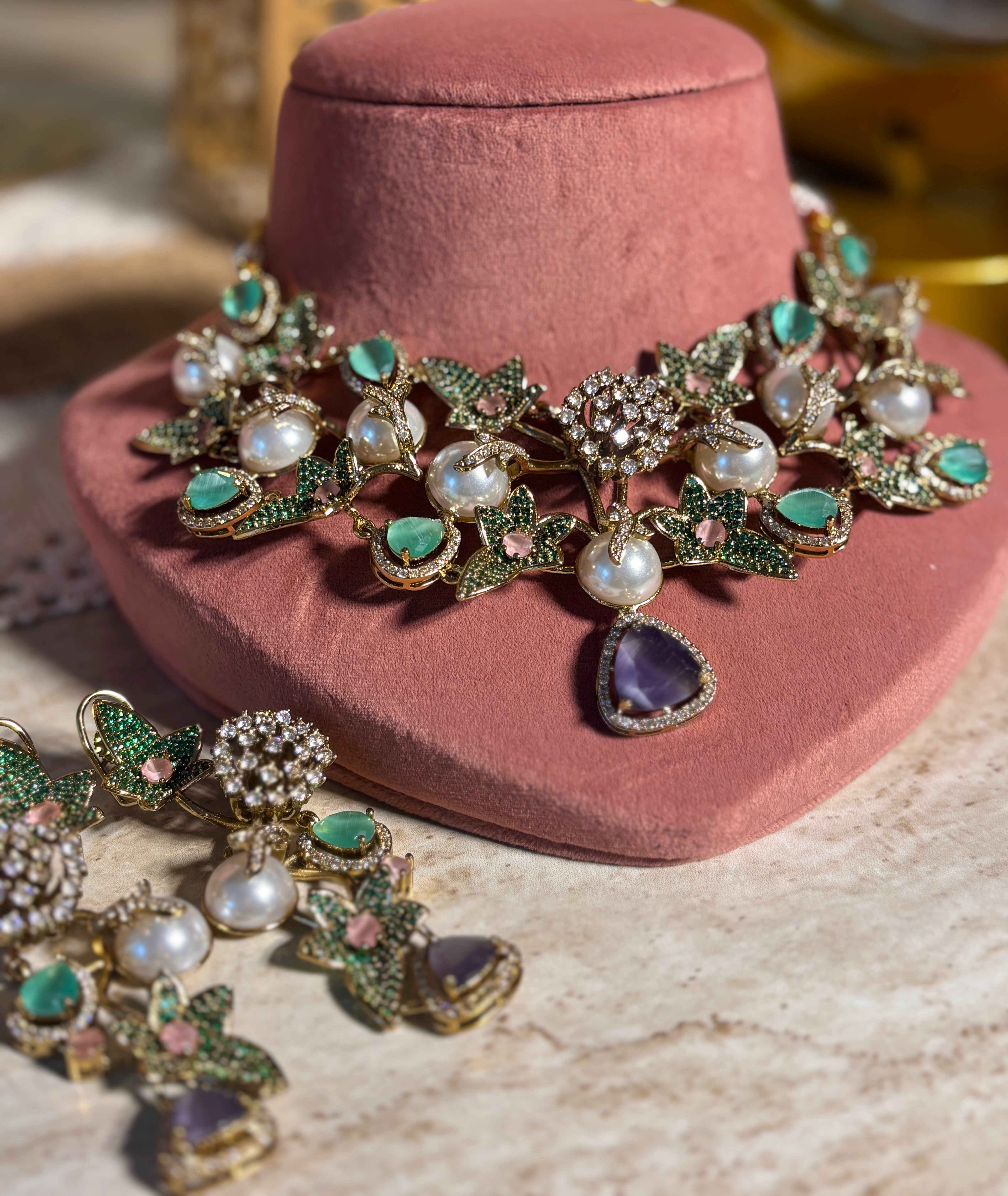 Designer stones and pearls Necklace Set