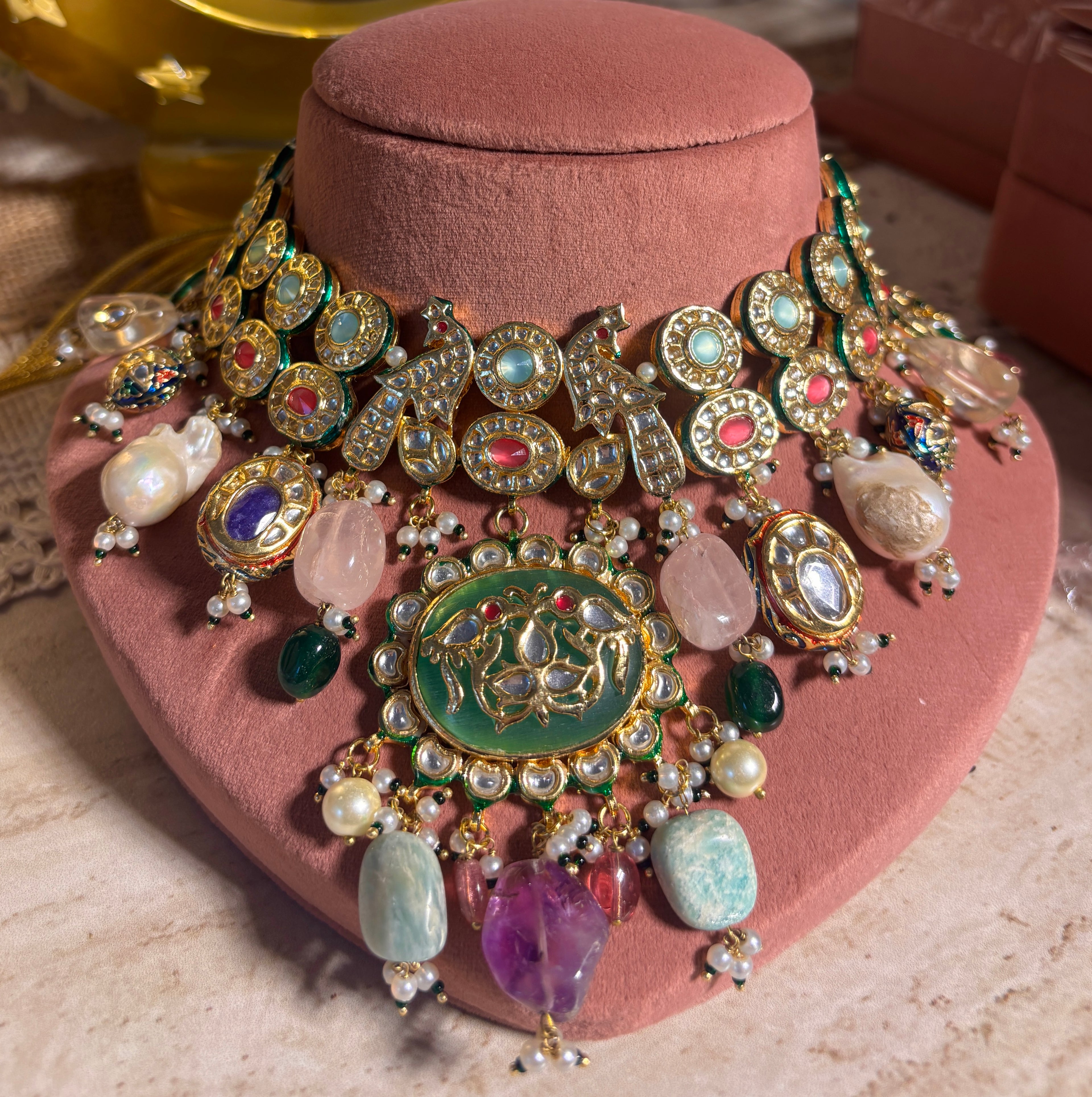 Sabya style semi precious stone Necklace Set