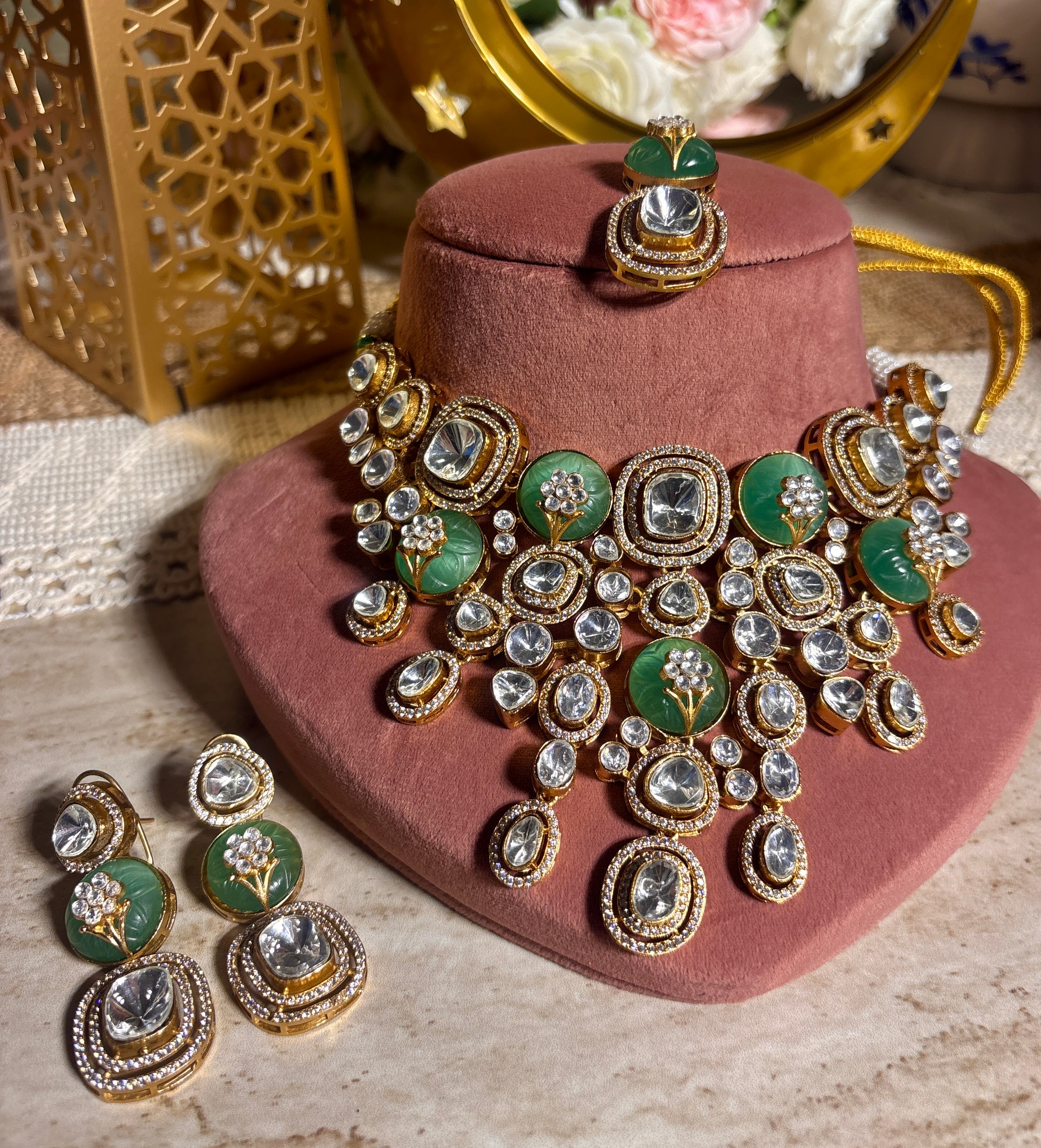 Moissanite studded Necklace Set