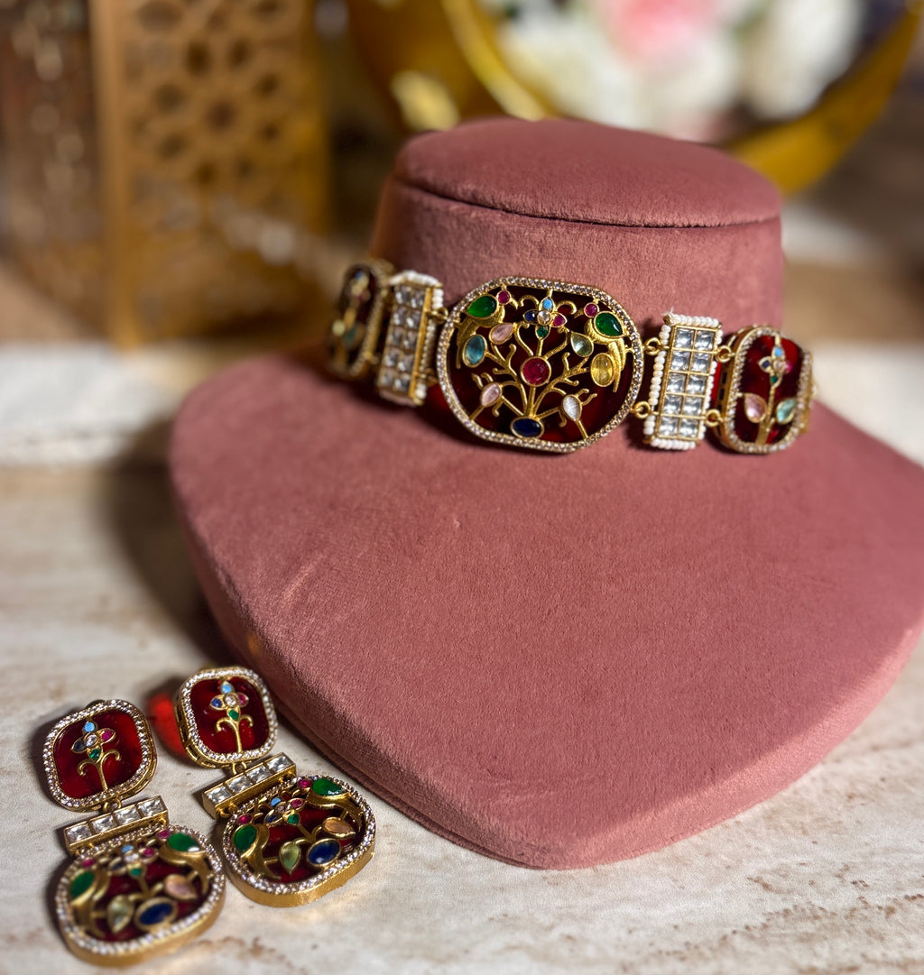 Multicolor choker Necklace Set