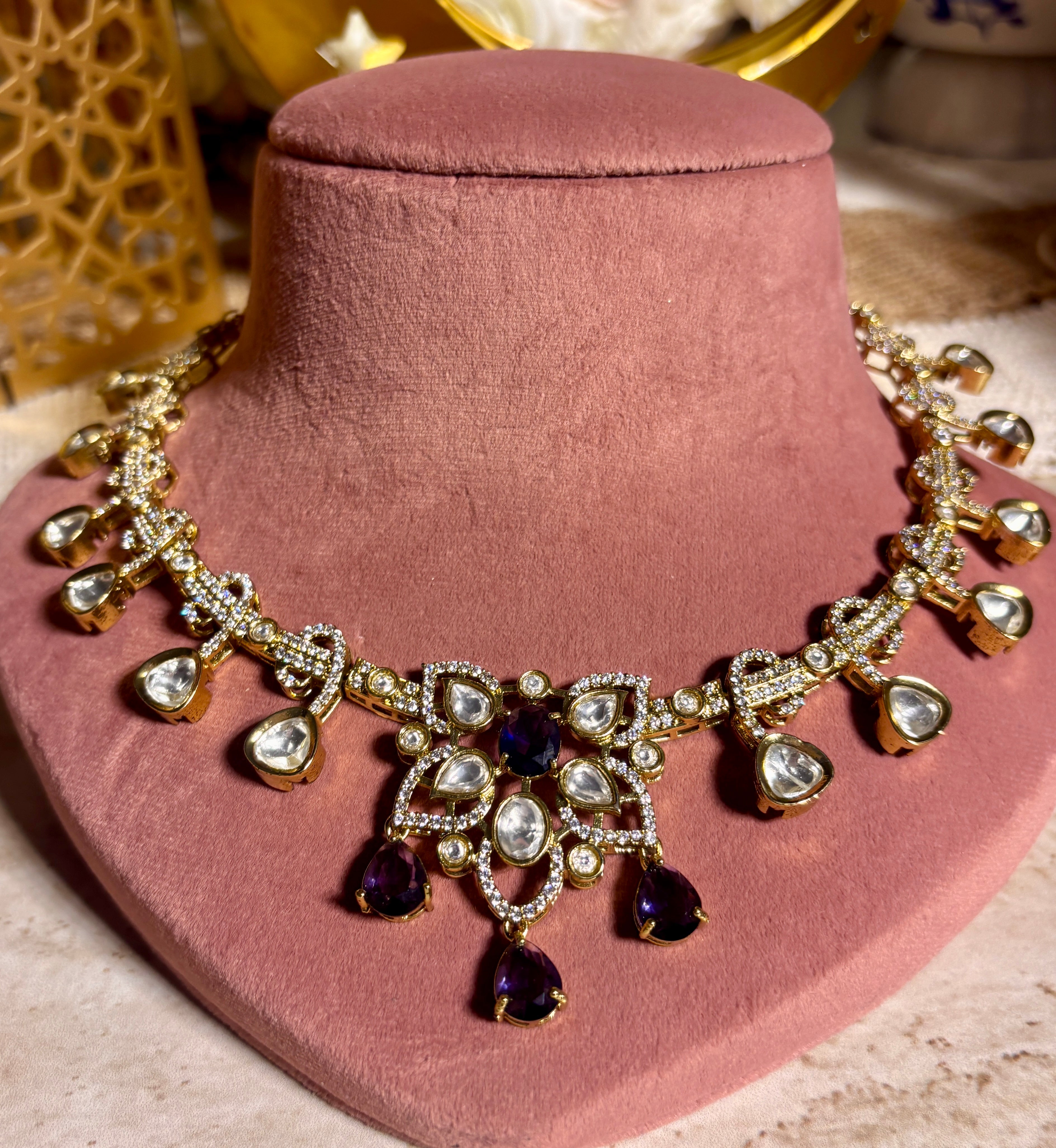 Stunning Purple Stones Antique Necklace Set