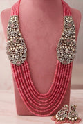 Deep pink long multilayered Necklace Set