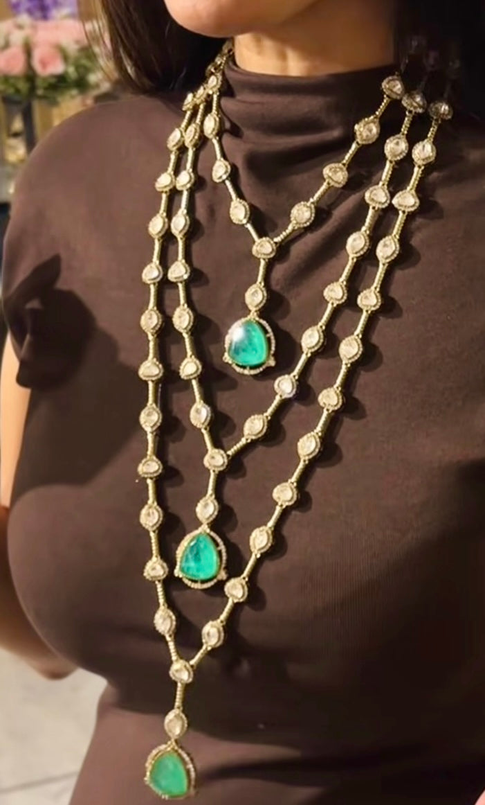 Statement triple layer Necklace Set