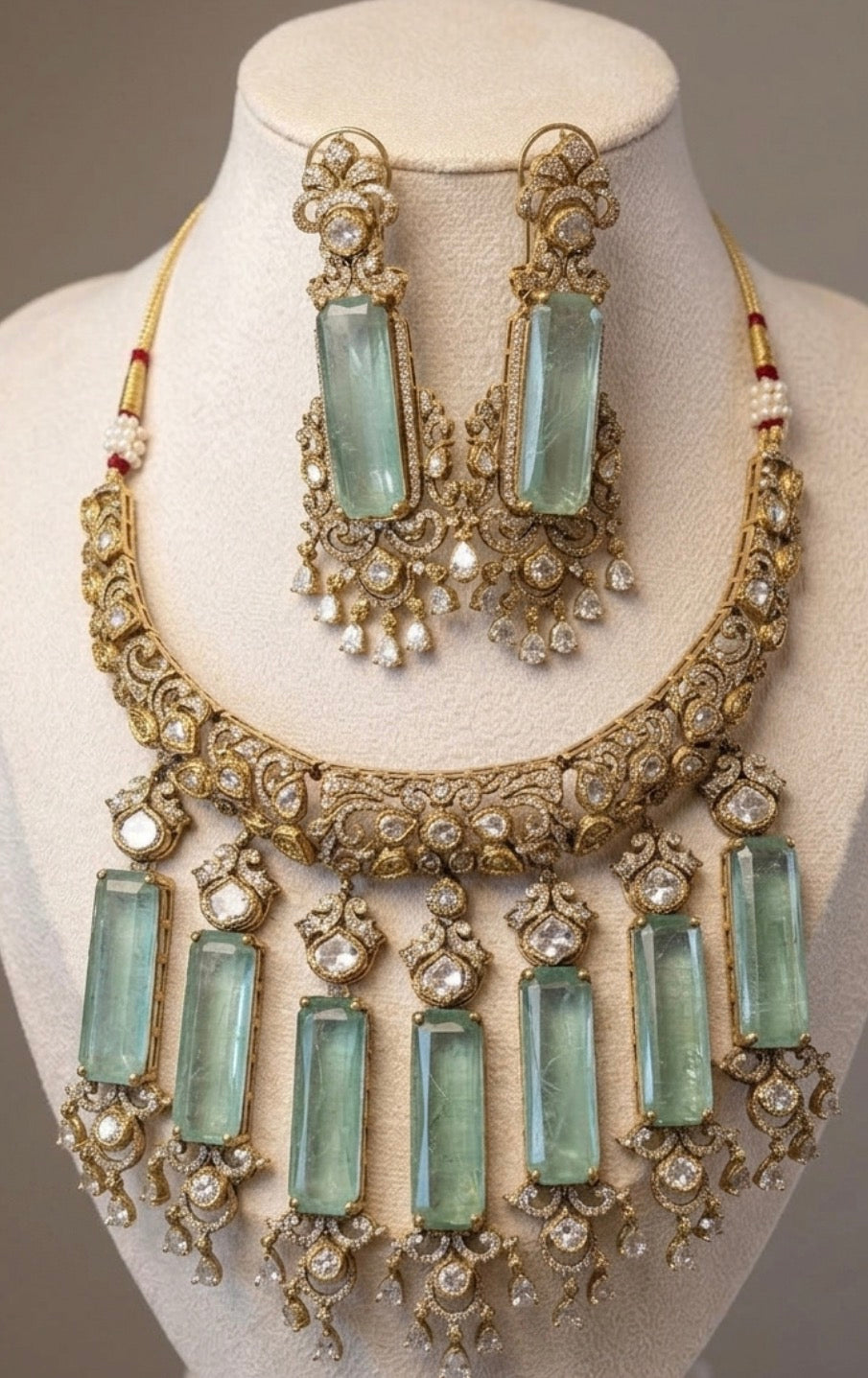 Aqua mint stones Necklace Set