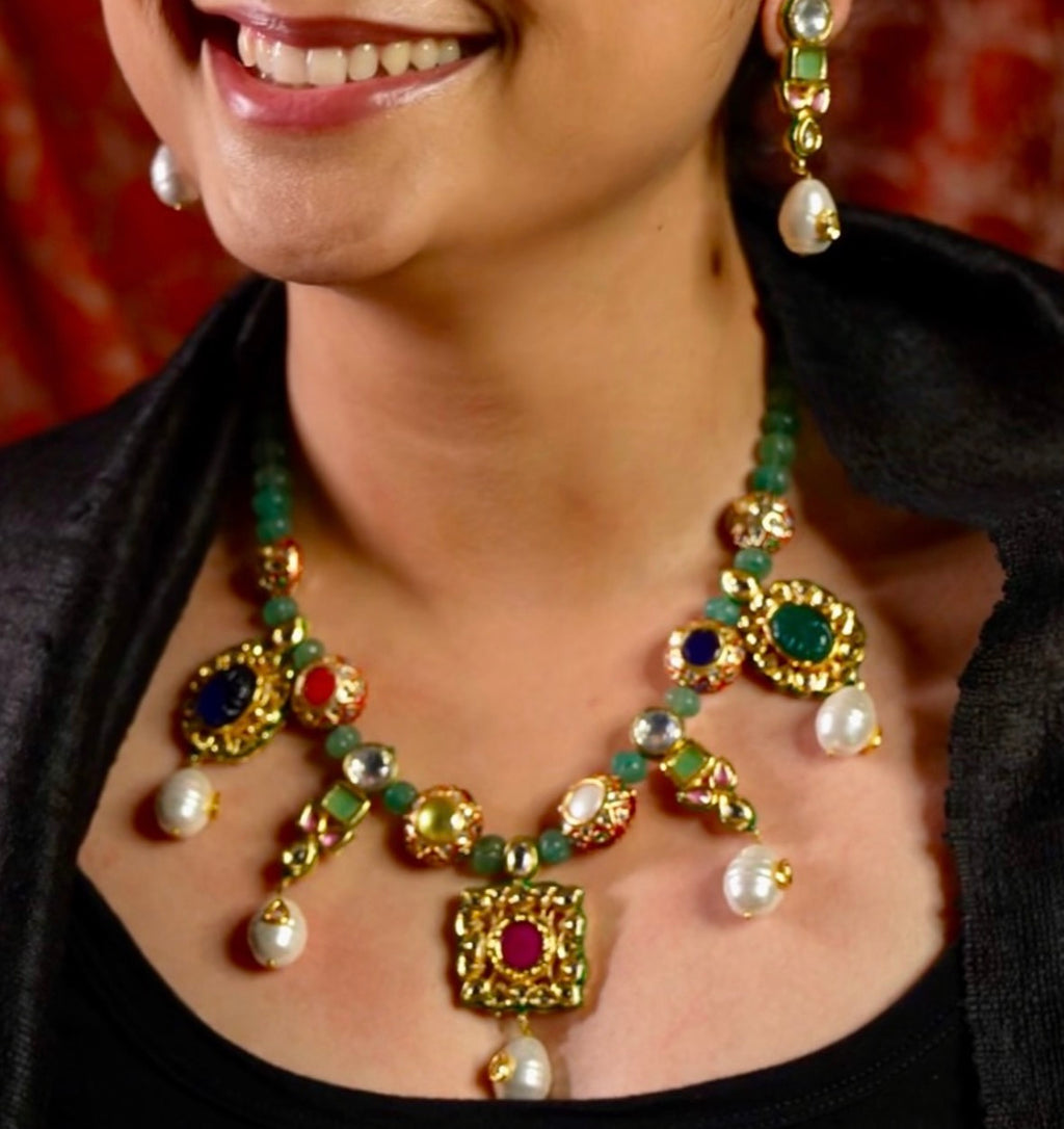 Antique Multi Color Stones Necklace Set