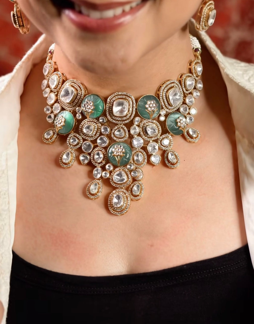 Moissanite studded Necklace Set